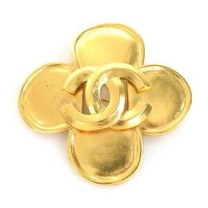 Chanel Cc Logo Brooch Gold-Tone Metal #229230C79B
